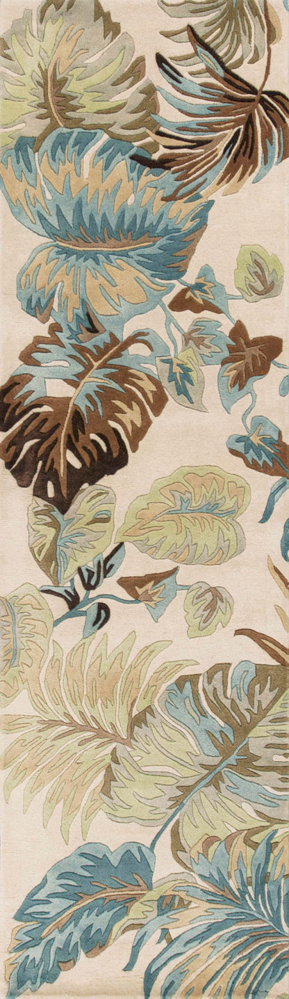 Kas Havana 2630 Ivory Blue Florals & Tropicals Hand Tufted Rug