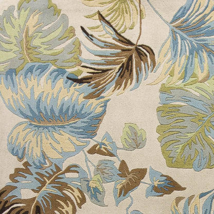 Kas Havana 2630 Ivory Blue Florals & Tropicals Hand Tufted Rug