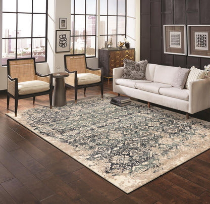 Kas Heritage 9372 Ivory Blue Transitional Machine Woven Rug