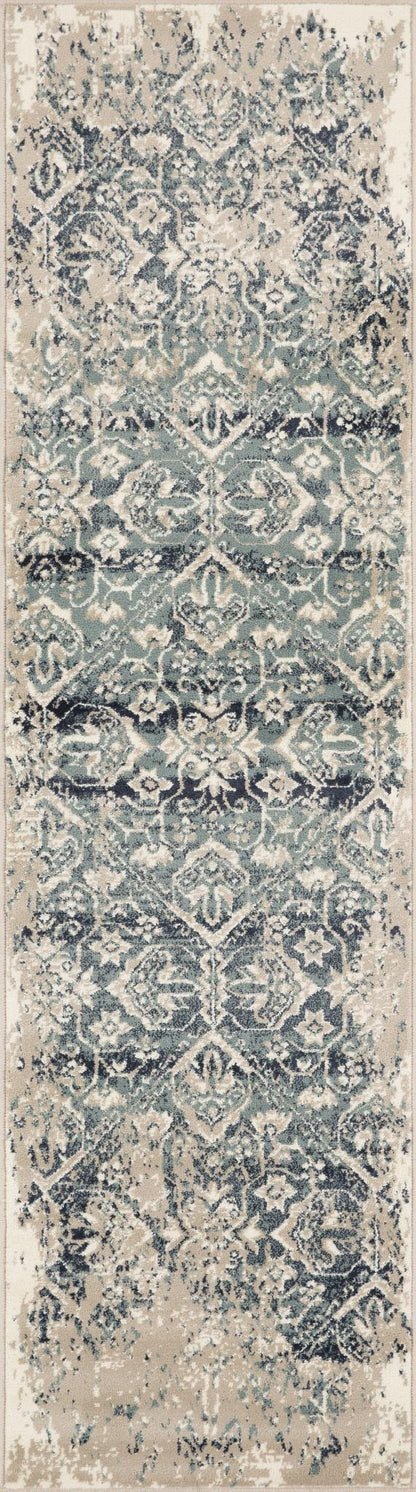 Kas Heritage 9372 Ivory Blue Transitional Machine Woven Rug
