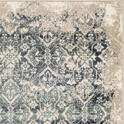 Kas Heritage 9372 Ivory Blue Transitional Machine Woven Rug
