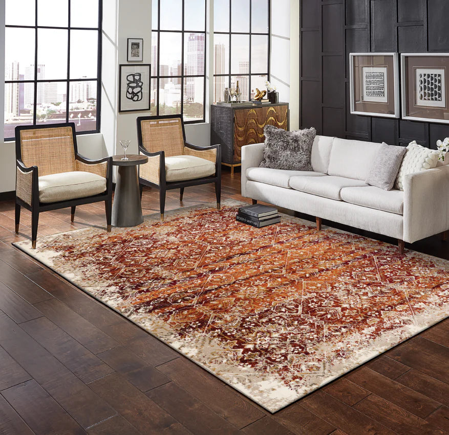 Kas Heritage 9373 Ivory Rust Transitional Machine Woven Rug