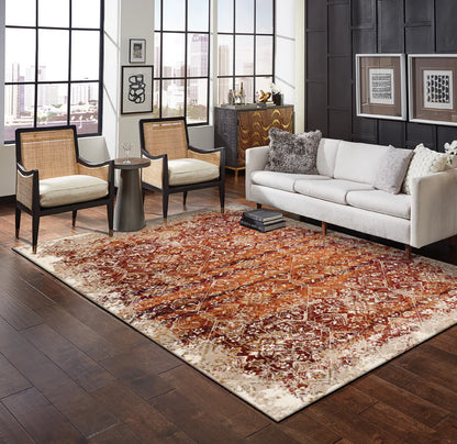 Kas Heritage 9373 Ivory Rust Transitional Machine Woven Rug
