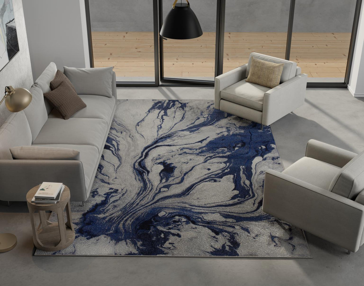 Kas Illusions 6201 Blue Transitional Machine Woven Rug
