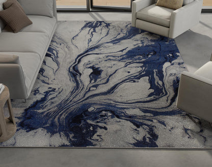 Kas Illusions 6201 Blue Transitional Machine Woven Rug