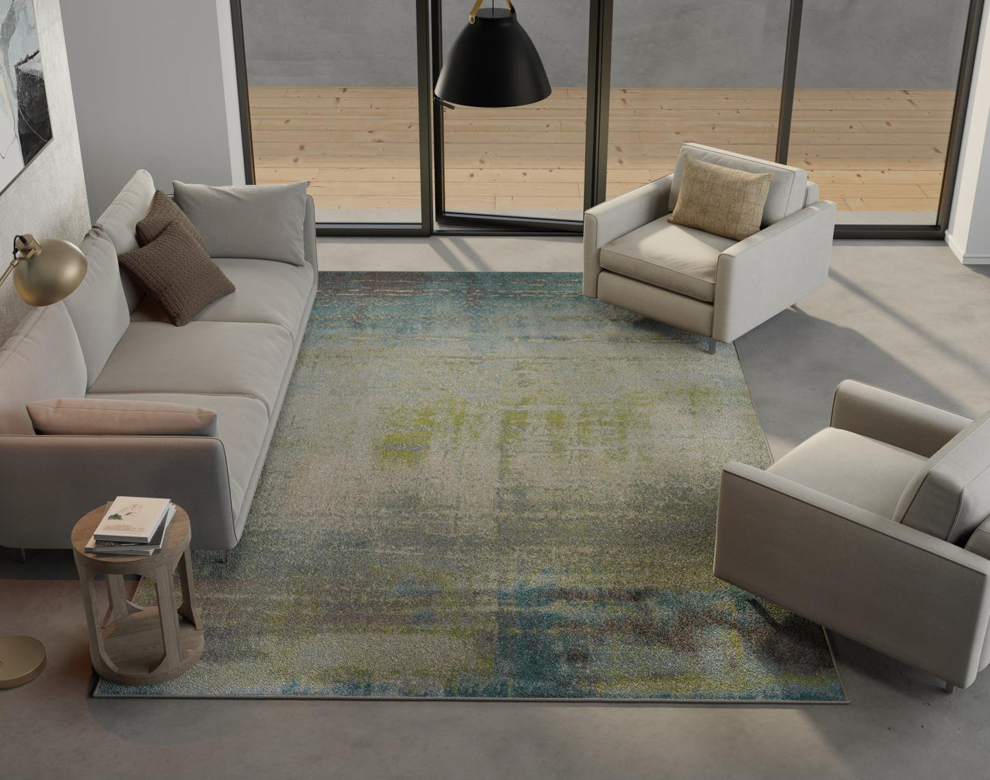 Kas Illusions 6206 Blue Green Transitional Machine Woven Rug