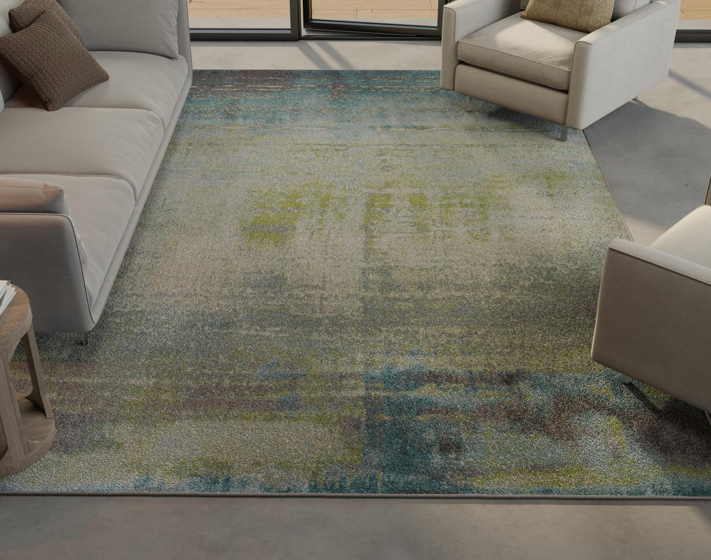 Kas Illusions 6206 Blue Green Transitional Machine Woven Rug