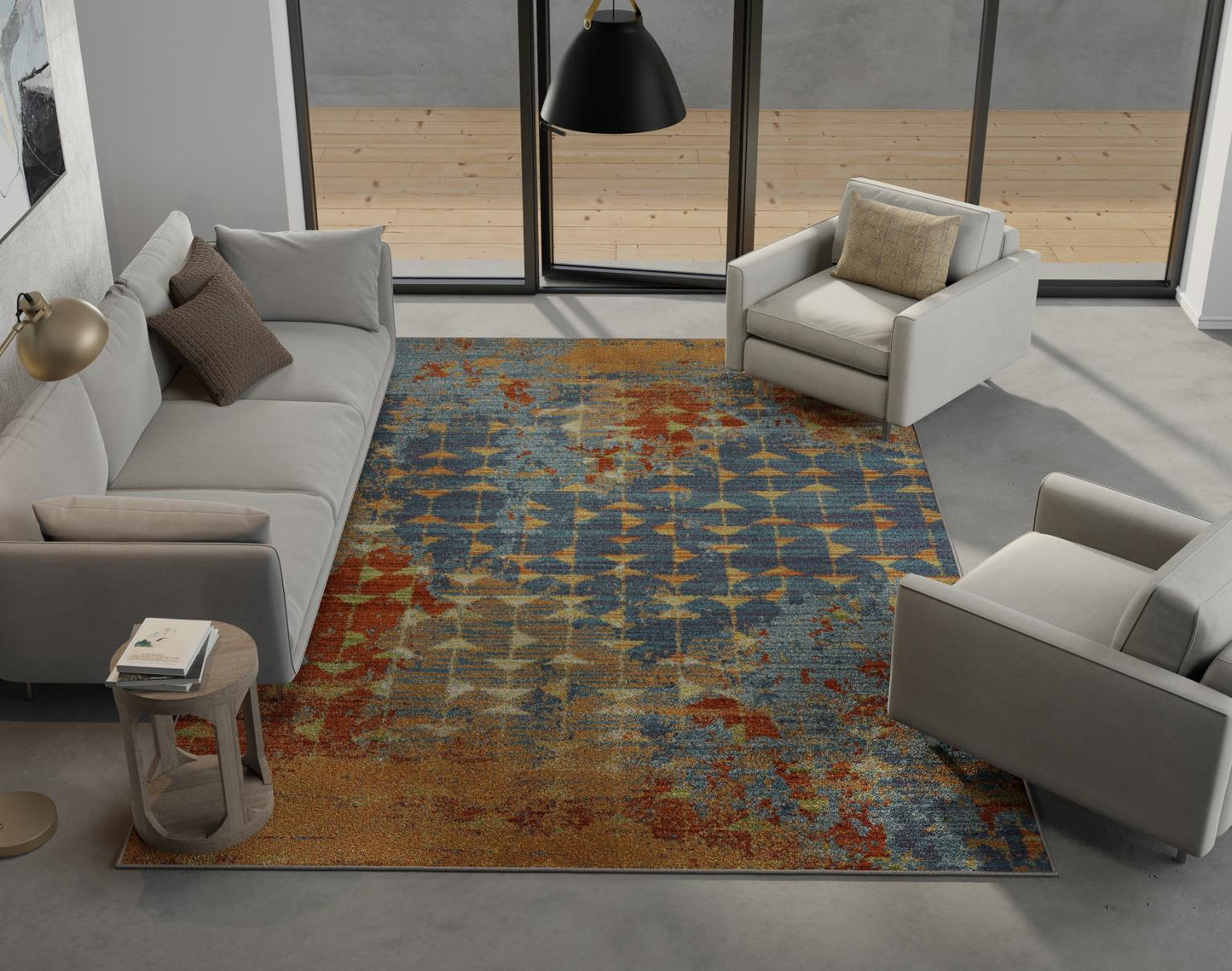Kas Illusions 6208 Blue Coral Transitional Machine Woven Rug