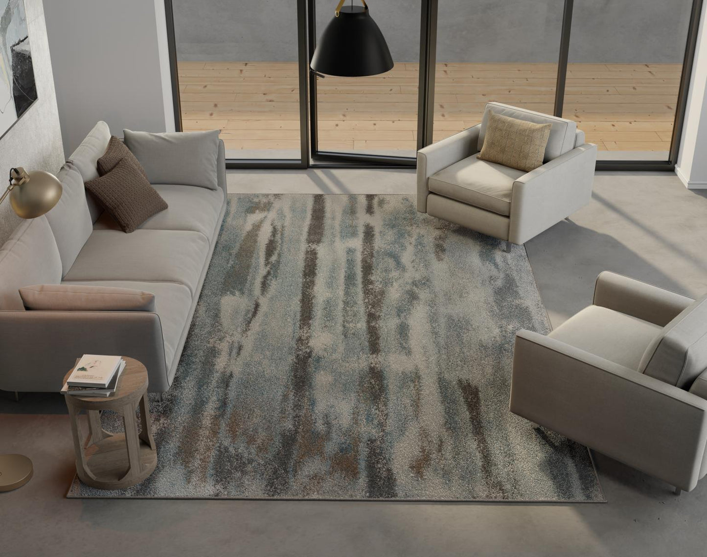 Kas Illusions 6211 Teal Transitional Machine Woven Rug