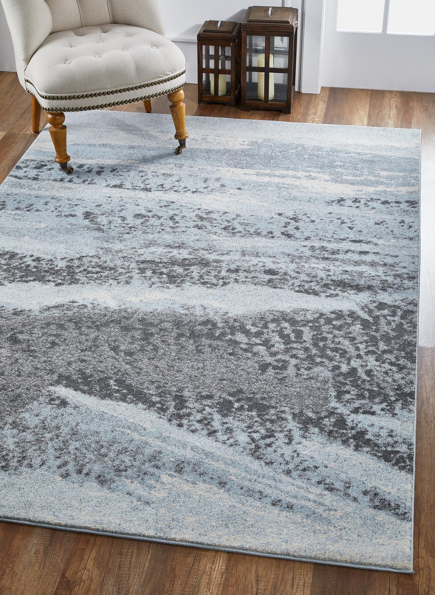 Kas Illusions 6221 Blue Grey Transitional Machine Woven Rug