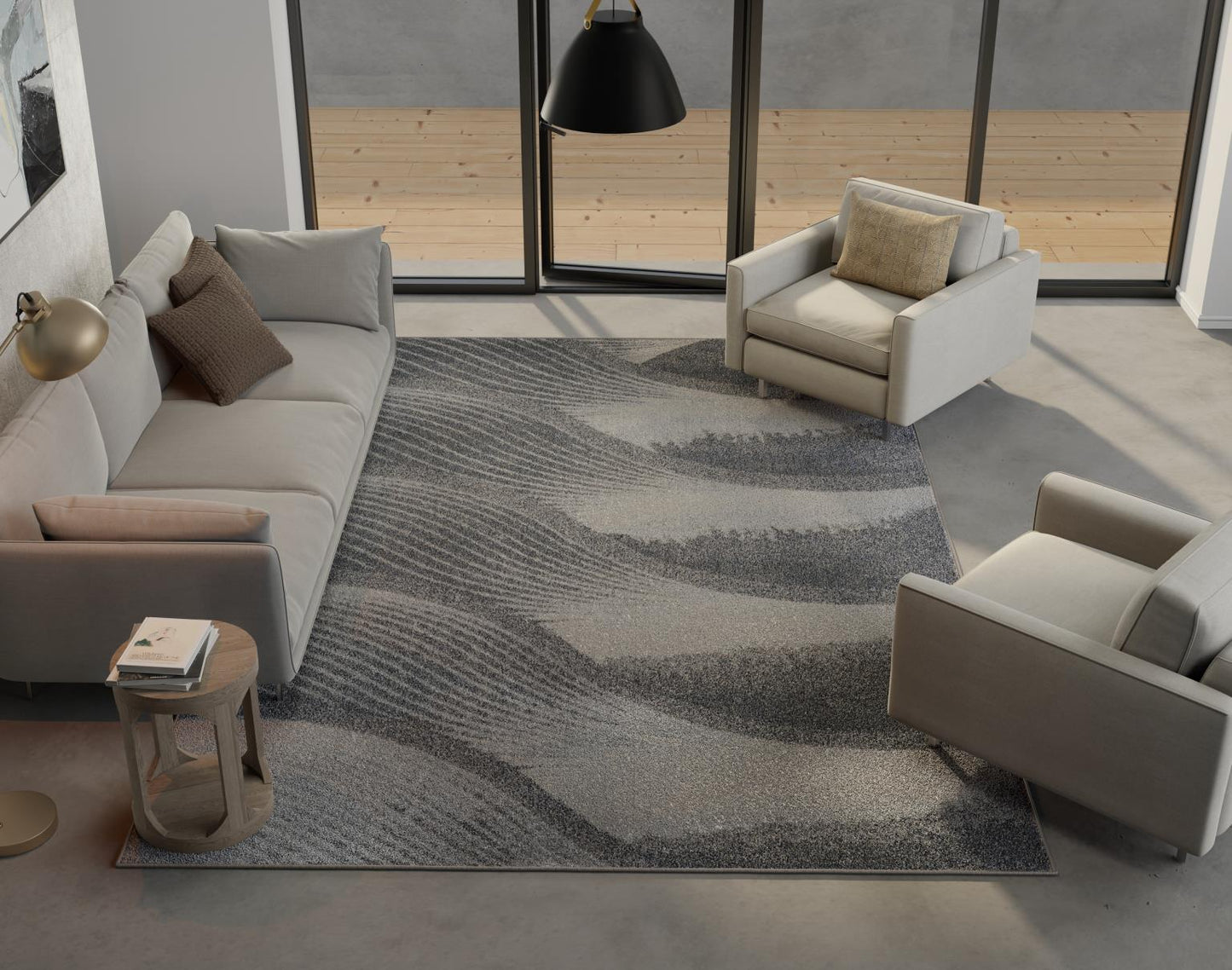 Kas Illusions 6223 Grey Blue Transitional Machine Woven Rug