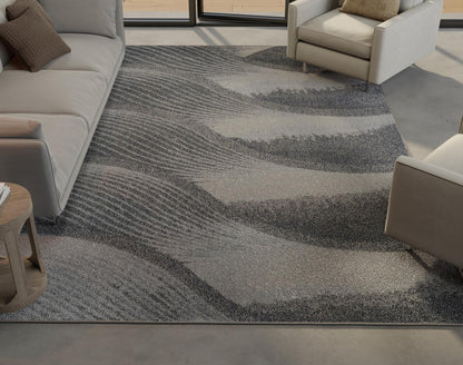 Kas Illusions 6223 Grey Blue Transitional Machine Woven Rug