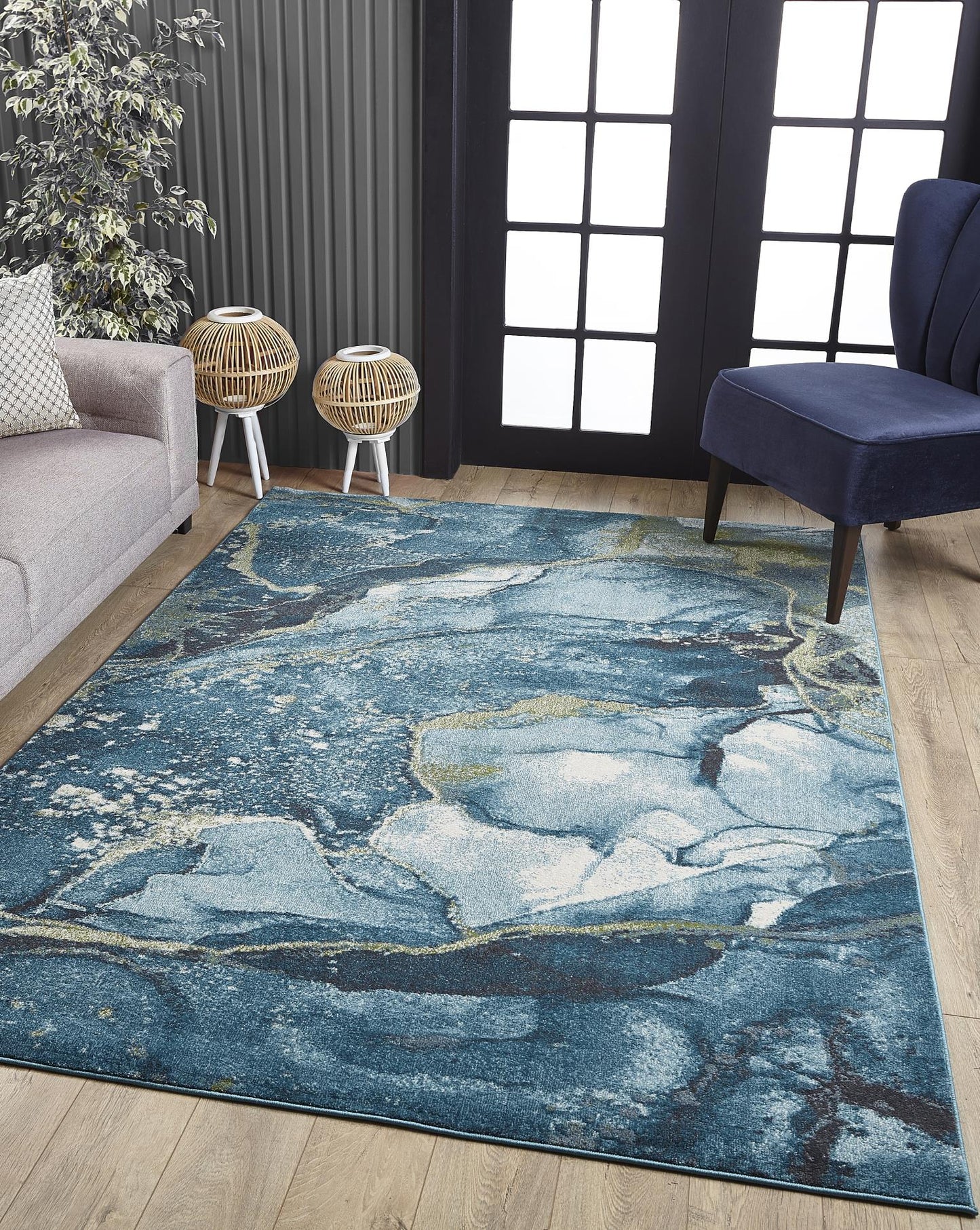 Kas Illusions 6225 Teal Transitional Machine Woven Rug
