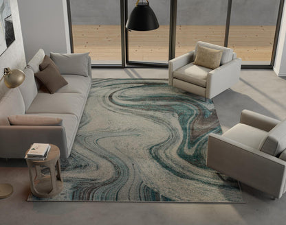 Kas Illusions 6226 Teal Transitional Machine Woven Rug
