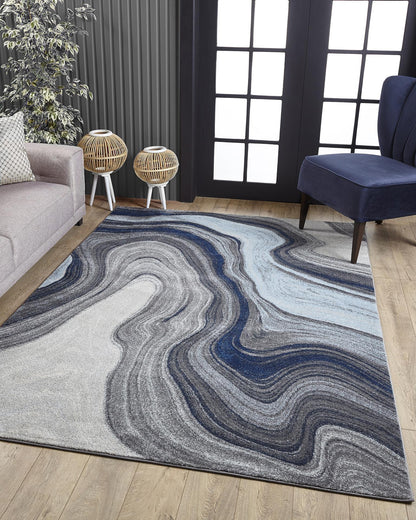 Kas Illusions 6227 Blue Grey Transitional Machine Woven Rug