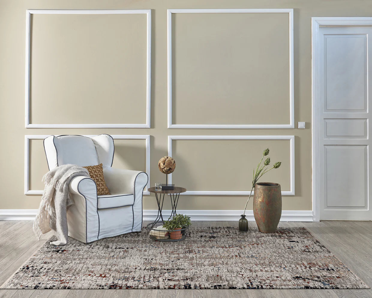 Kas Karina 8254 Beige Grey Transitional Machine Woven Rug