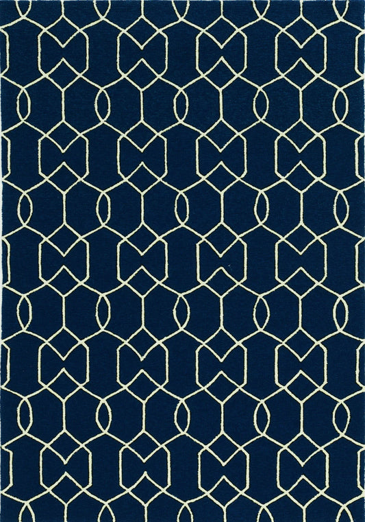 Kas Libby Langdon Hamptons 5230 Navy Indoor/Outdoor Hand-Hooked Rug