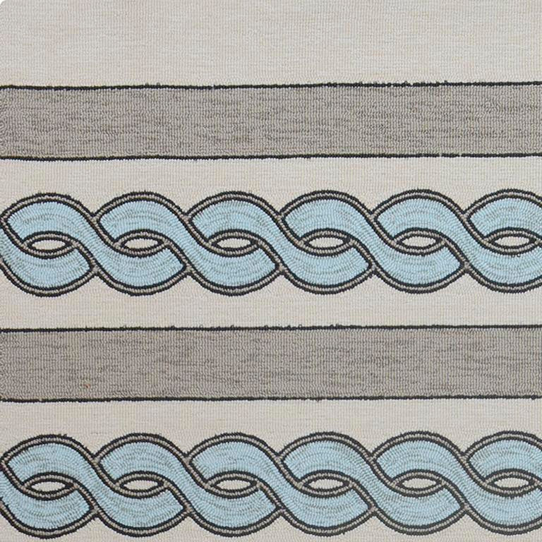 Kas Libby Langdon Hamptons 5235 Ivory Spa Indoor/Outdoor Hand-Hooked Rug