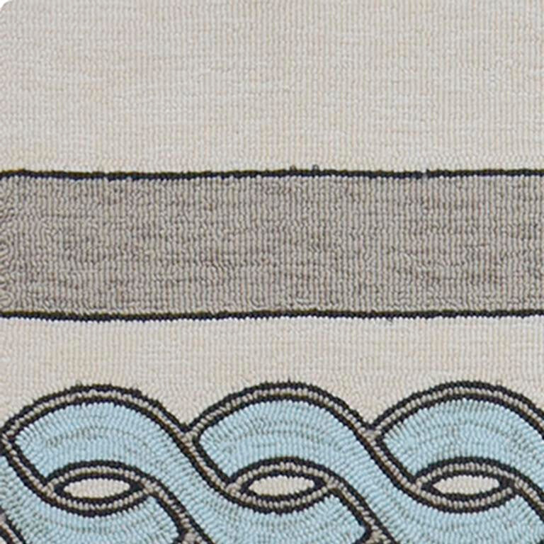 Kas Libby Langdon Hamptons 5235 Ivory Spa Indoor/Outdoor Hand-Hooked Rug