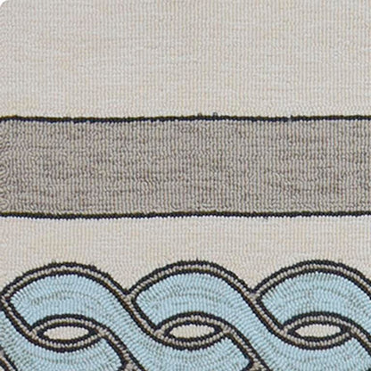 Kas Libby Langdon Hamptons 5235 Ivory Spa Indoor/Outdoor Hand-Hooked Rug