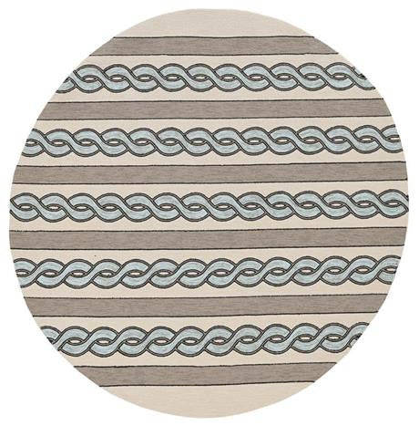 Kas Libby Langdon Hamptons 5235 Ivory Spa Indoor/Outdoor Hand-Hooked Rug