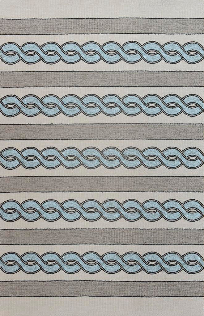 Kas Libby Langdon Hamptons 5235 Ivory Spa Indoor/Outdoor Hand-Hooked Rug