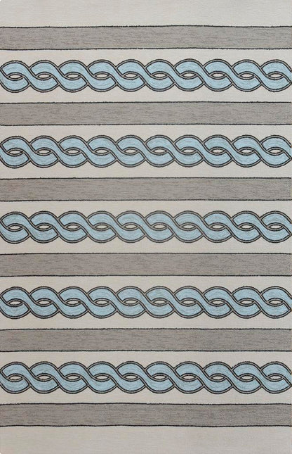 Kas Libby Langdon Hamptons 5235 Ivory Spa Indoor/Outdoor Hand-Hooked Rug