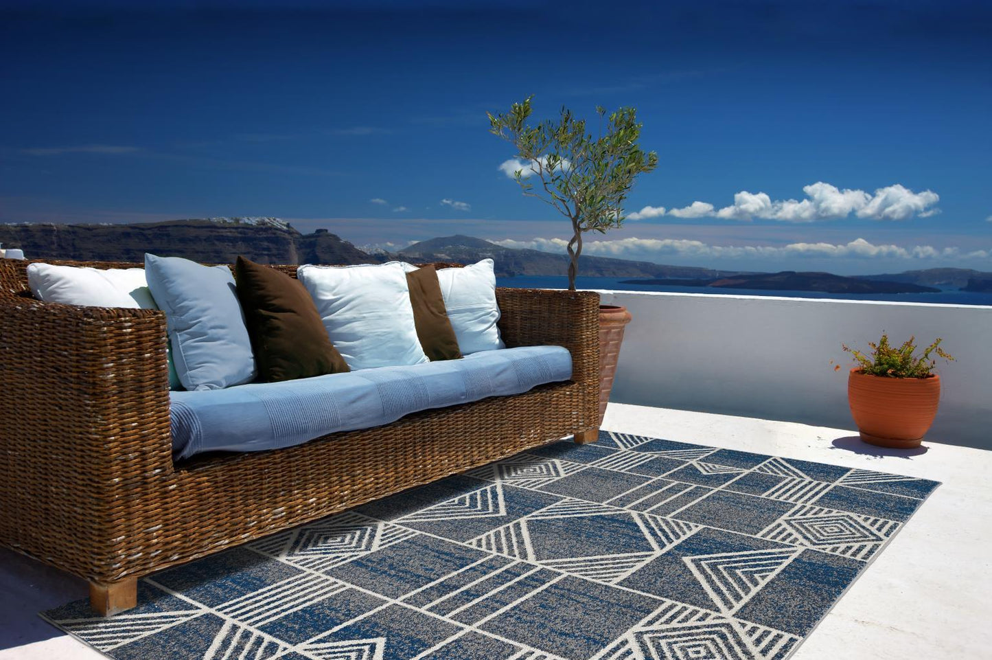 Kas Lucia 2774 Blue Indoor/Outdoor Machine Woven Rug