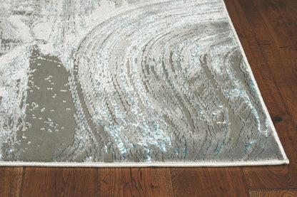 Kas Luna 7130 Silver Blue Transitional Machine Woven Rug