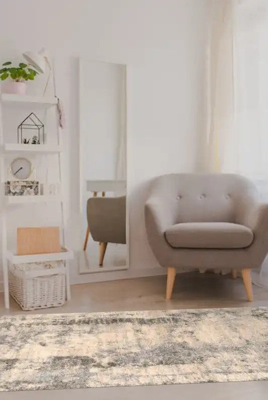 Kas Merino 6704 Ivory Blue Casual Machine Woven Rug