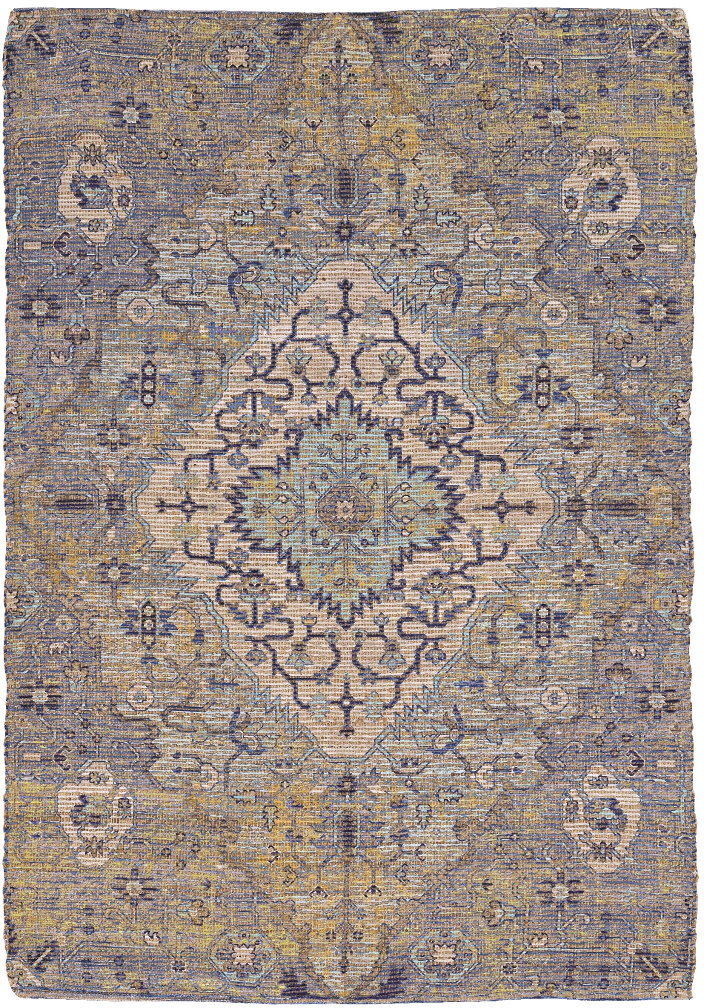 Kas Morris 2232 Blue Yellow Traditional Handwoven Rug