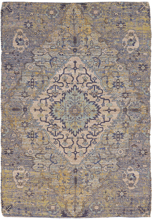 Kas Morris 2232 Blue Yellow Traditional Handwoven Rug