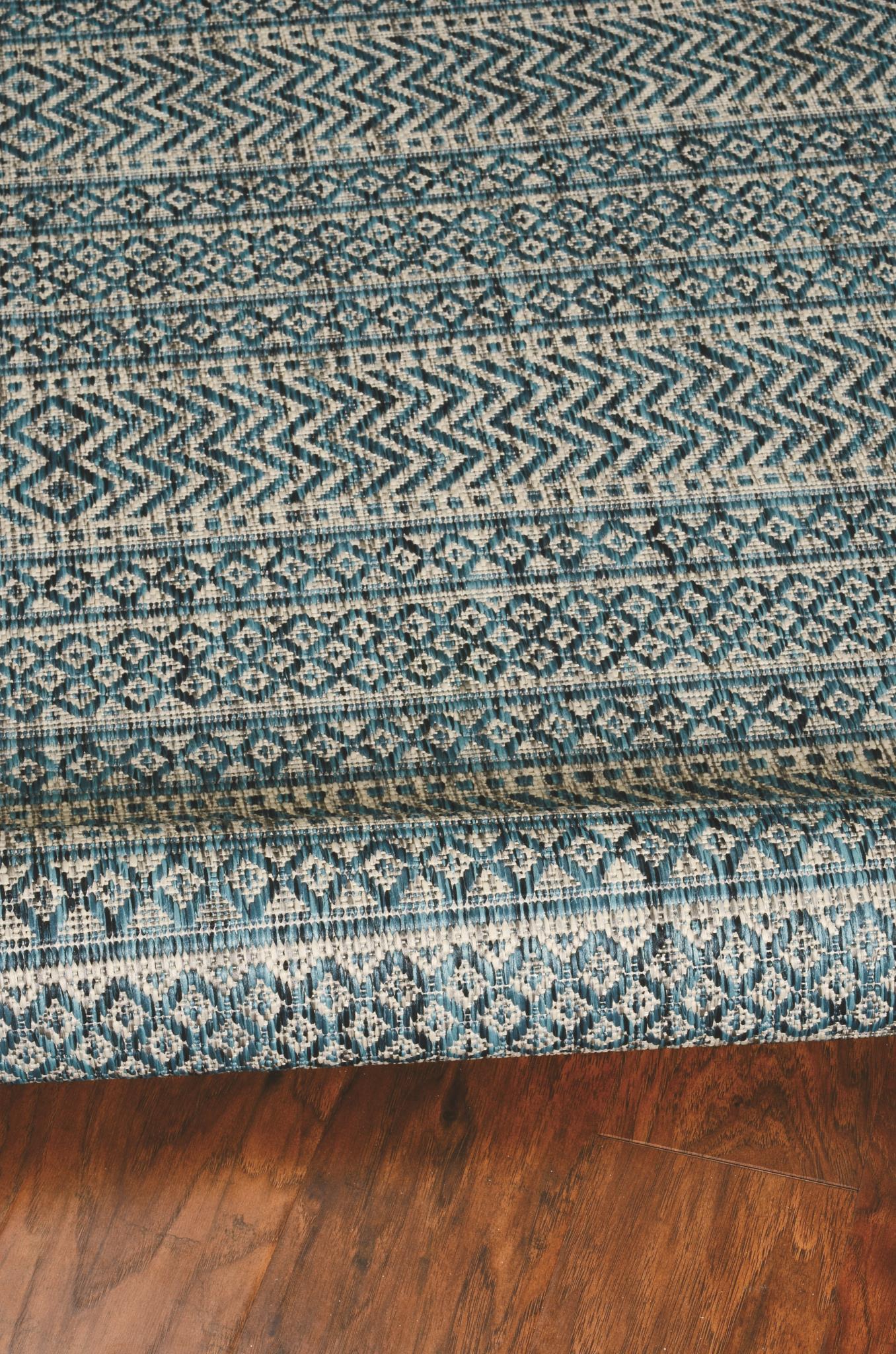 Kas Provo 5755 Teal Indoor/Outdoor Machine Woven Rug