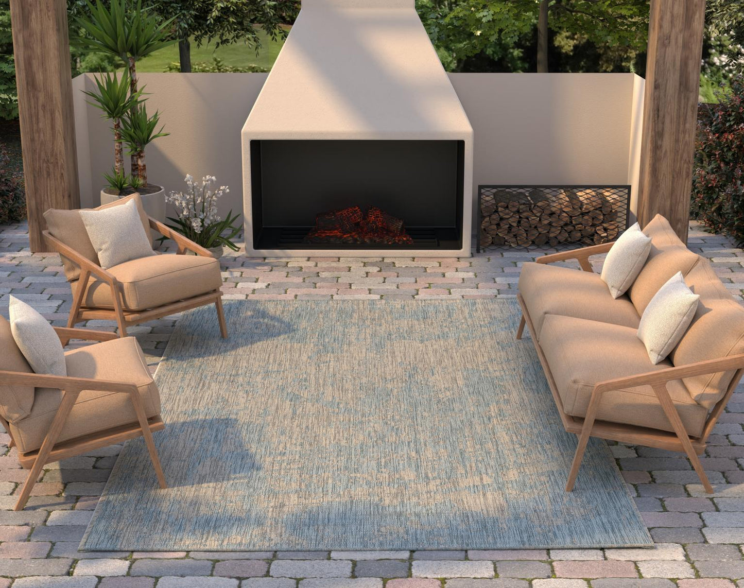 Kas Provo 5759 Teal Indoor/Outdoor Machine Woven Rug
