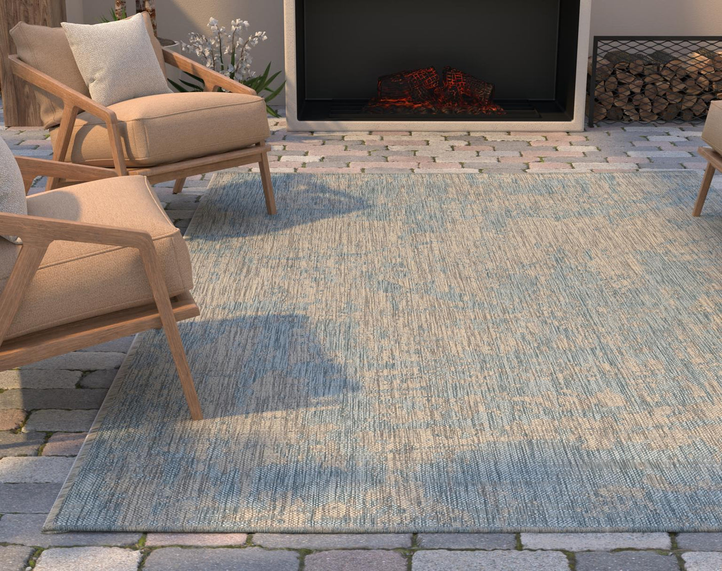 Kas Provo 5759 Teal Indoor/Outdoor Machine Woven Rug
