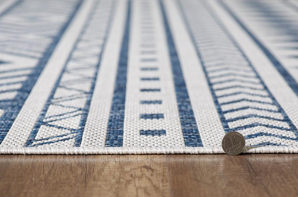 Kas Provo 5776 Ivory Blue Indoor/Outdoor Machine Woven Rug