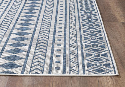 Kas Provo 5776 Ivory Blue Indoor/Outdoor Machine Woven Rug