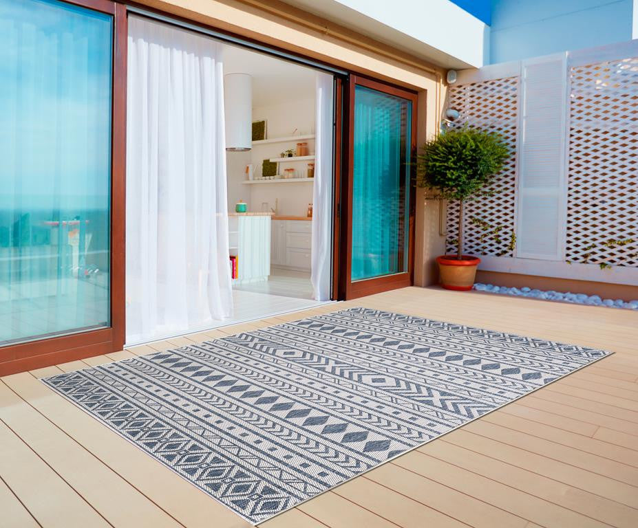 Kas Provo 5776 Ivory Blue Indoor/Outdoor Machine Woven Rug