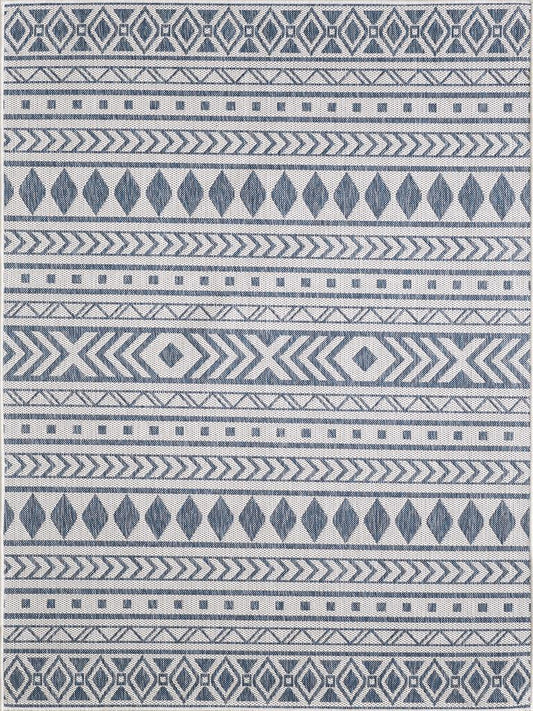 Kas Provo 5776 Ivory Blue Indoor/Outdoor Machine Woven Rug