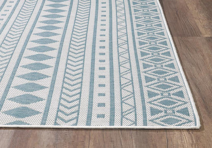 Kas Provo 5777 Ivory Aqua Indoor/Outdoor Machine Woven Rug