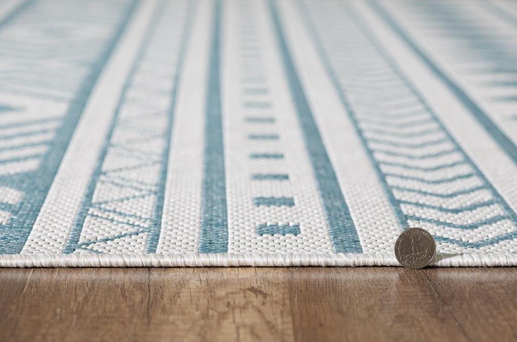 Kas Provo 5777 Ivory Aqua Indoor/Outdoor Machine Woven Rug