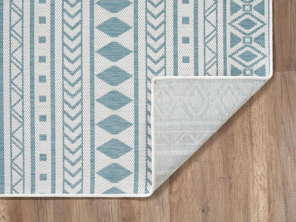 Kas Provo 5777 Ivory Aqua Indoor/Outdoor Machine Woven Rug