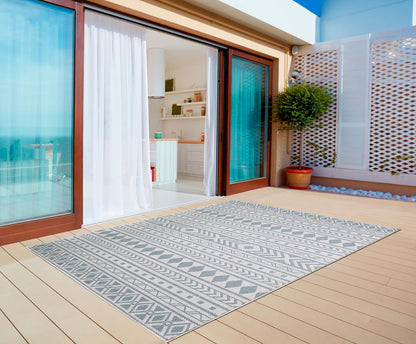 Kas Provo 5777 Ivory Aqua Indoor/Outdoor Machine Woven Rug
