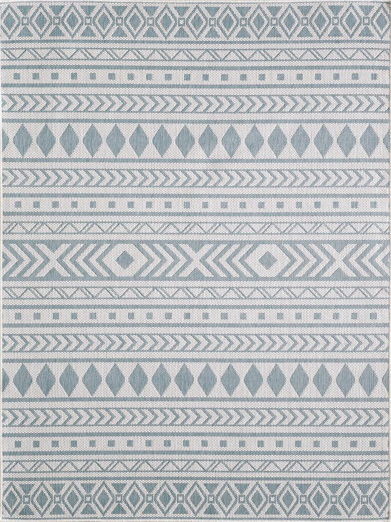 Kas Provo 5777 Ivory Aqua Indoor/Outdoor Machine Woven Rug