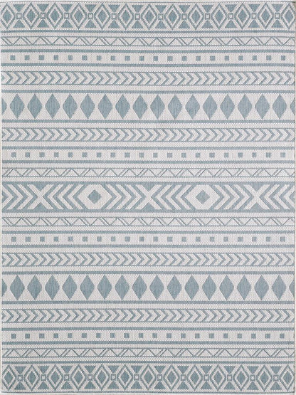 Kas Provo 5777 Ivory Aqua Indoor/Outdoor Machine Woven Rug