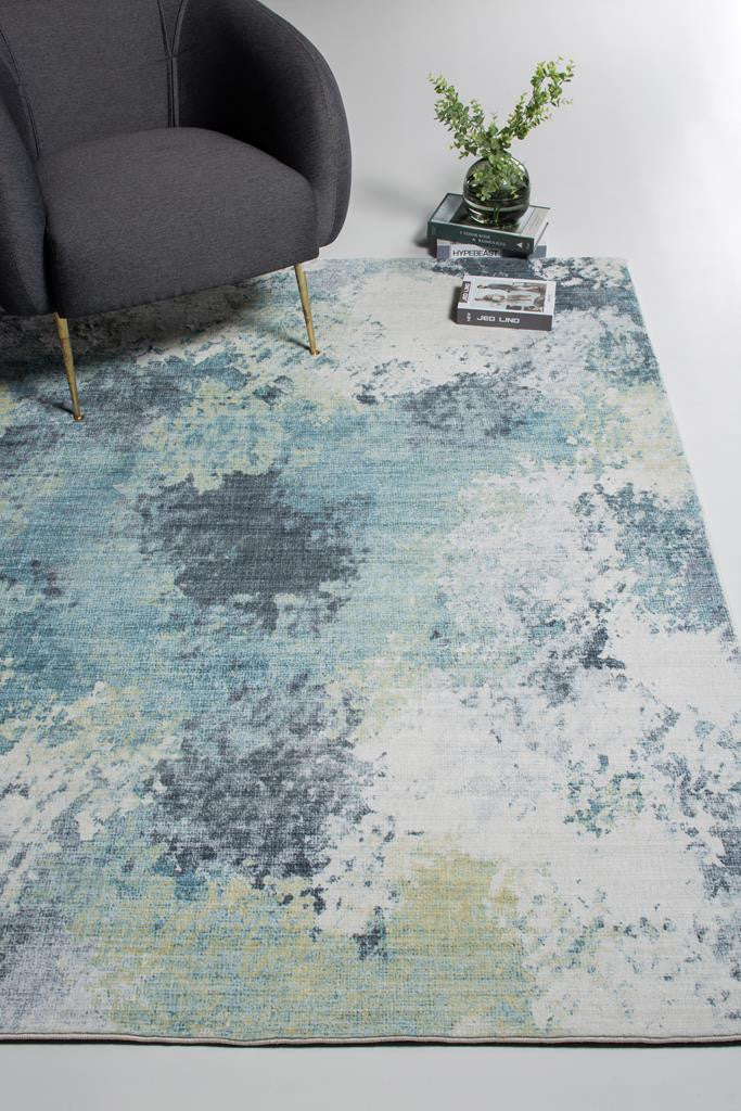 Kas Roxy 2806 Blue Yellow Transitional Machine Woven Rug