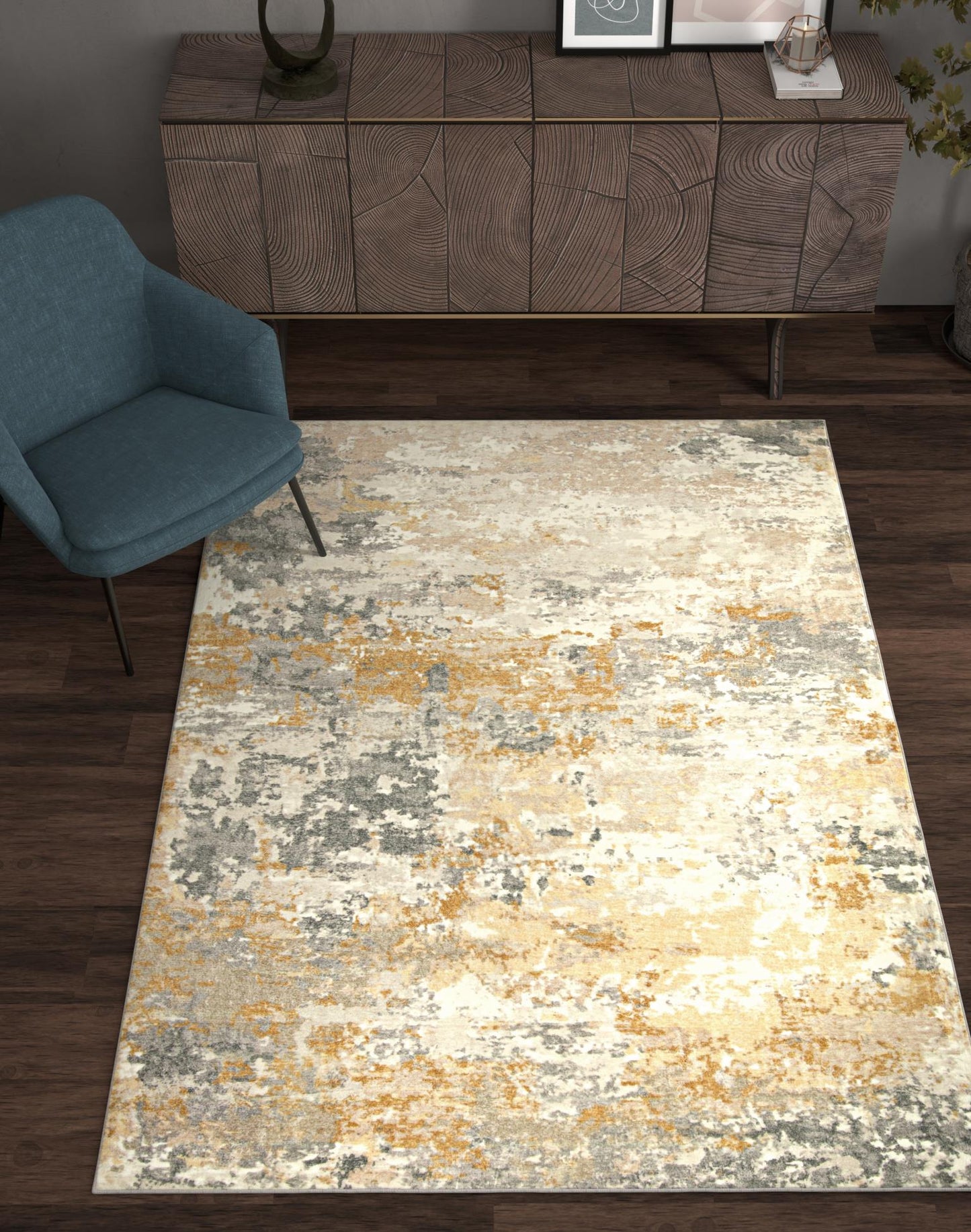 Kas Roxy 2813 Gold Transitional Machine Woven Rug