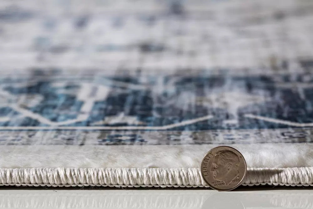 Kas Roxy 2821 Ivory Blue Transitional Machine Woven Rug