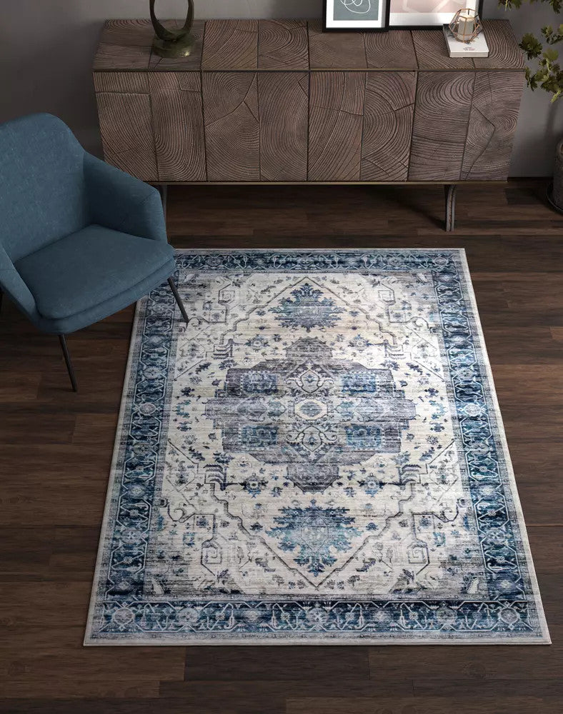 Kas Roxy 2821 Ivory Blue Transitional Machine Woven Rug