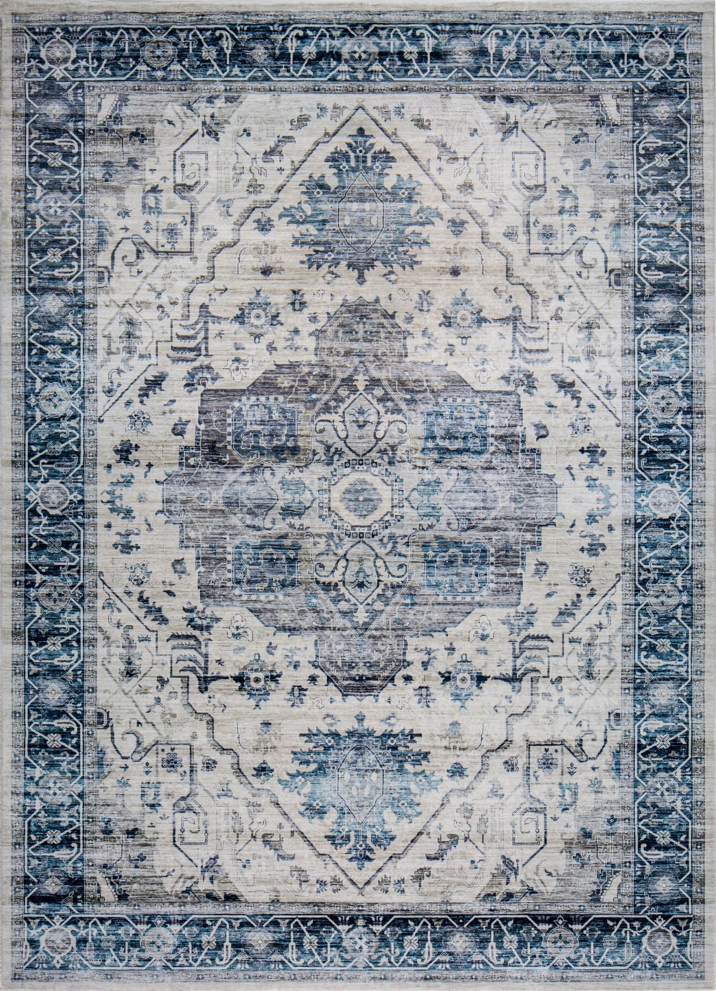 Kas Roxy 2821 Ivory Blue Transitional Machine Woven Rug